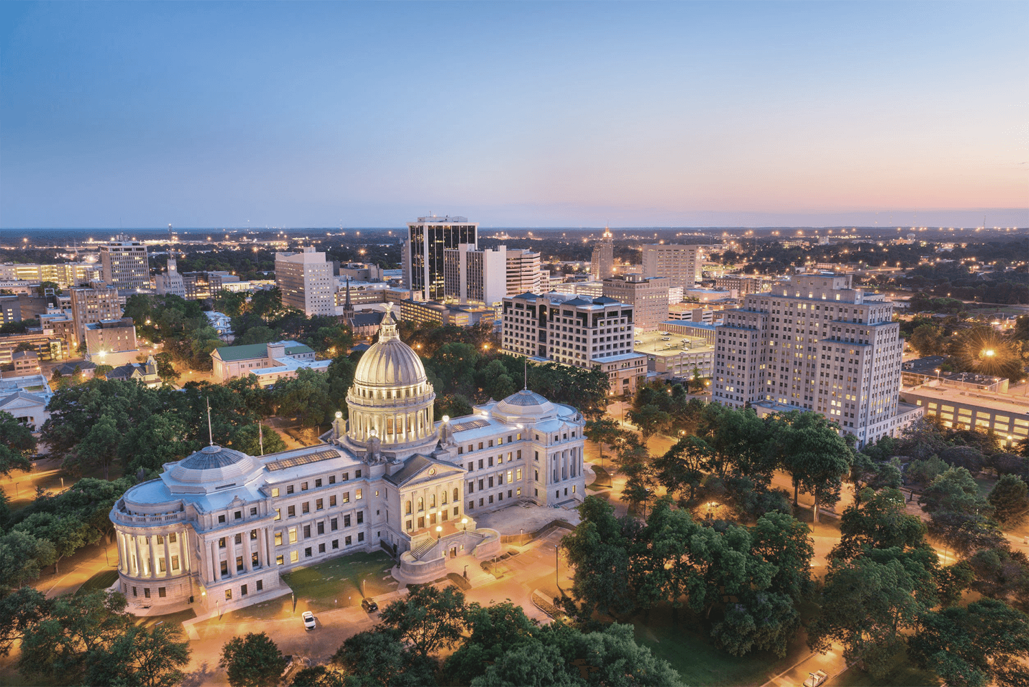 A skyline view of Jackson, Mississippi