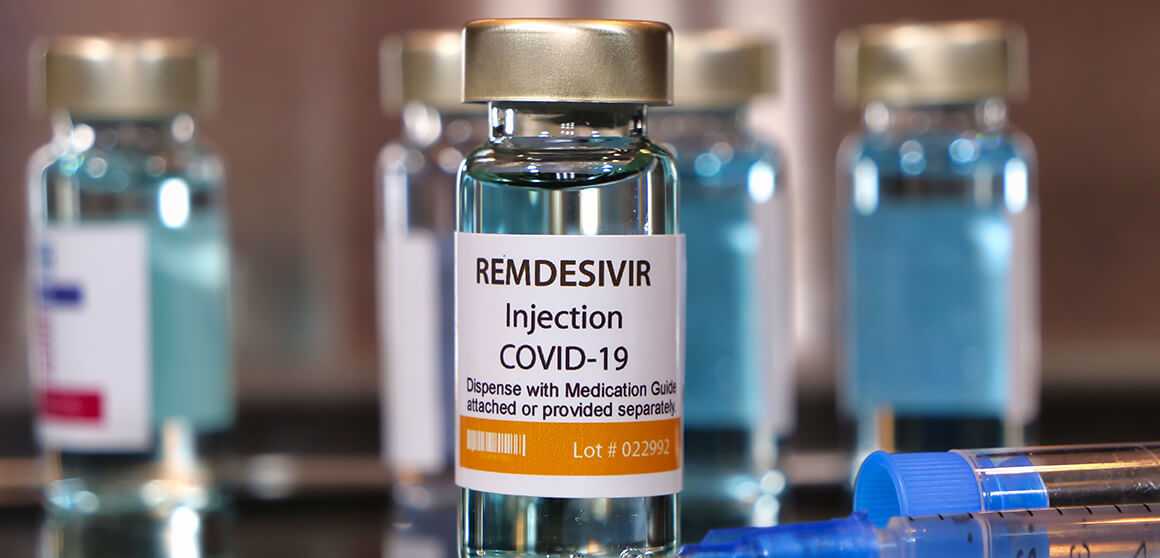 vial of FDA-approved covid-19 treatment medication veklury (remdesivir)
