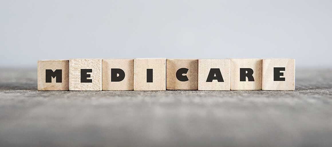 Wooden blocks that spell out Medicare