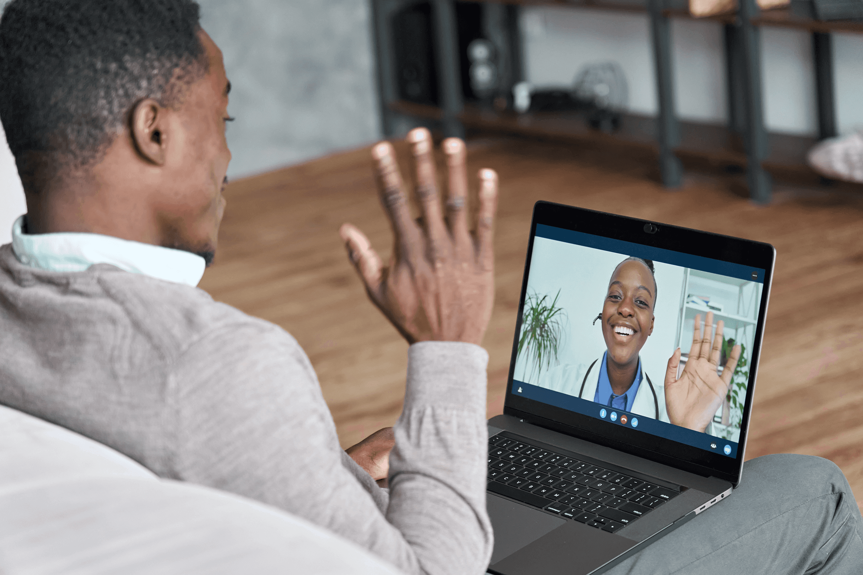 man on telehealth call