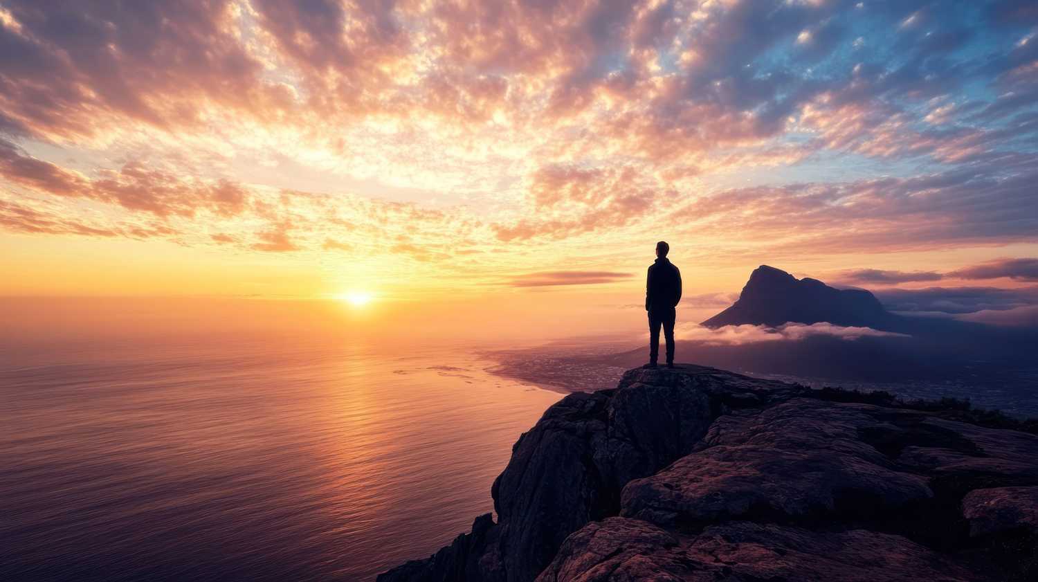 A man standing at the edge of a cliff overlooking the ocean at sunset thinking about how strategic adaptation, responsible AI, skills-based hiring, and workplace safety innovation are reshaping risk management in a rapidly evolving industry.