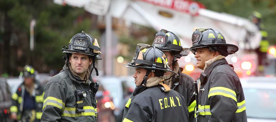 A group of New York Firefighters on scene